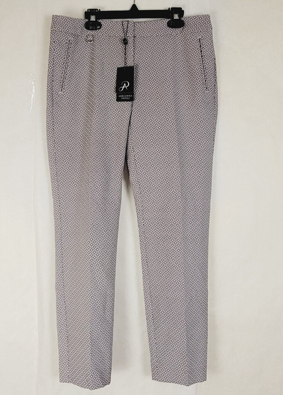 New Adrianna Papell Kate ivory black mosaic trouser pant Size 6 Preppy Career
